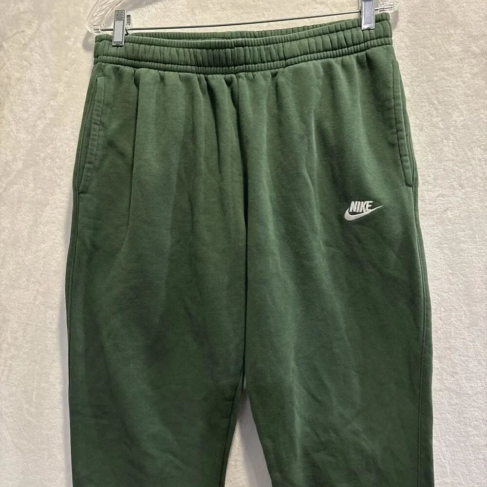 Nike Sportswear Club Fleece Sweatpants Pants Men's Medium Green Embroidered Logo
